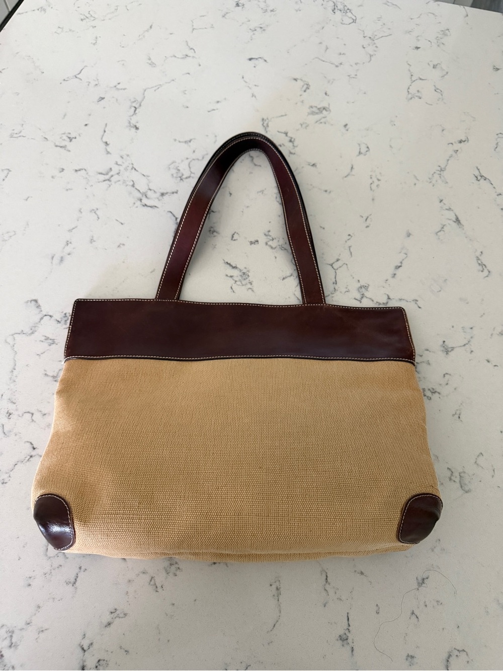 Chanel Summer Raffia Woven & Leather Tote Bag Tan Dark Brown Vintage Large - Picture 5 of 15
